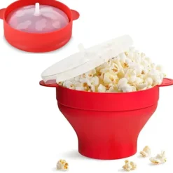 Silikone popcornskål til mikrobølgeovn – Foldbar rød popcornskål til mikrobølgepopcorn Sale