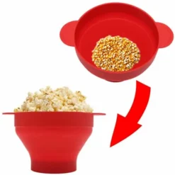 Silikone popcornskål til mikrobølgeovn – Foldbar rød popcornskål til mikrobølgepopcorn Sale