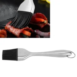 Silikonebørste Rustfrit stålhåndtag Højtemperaturbestandig Køkkenbagning Grill Sauce OliebørsteHult håndtag Rundt Hoved S Discount