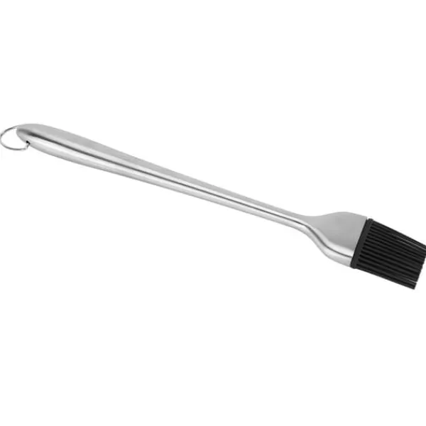 Silikonebørste Rustfrit stålhåndtag Højtemperaturbestandig Køkkenbagning Grill Sauce OliebørsteHult håndtag Rundt hoved L Clearance
