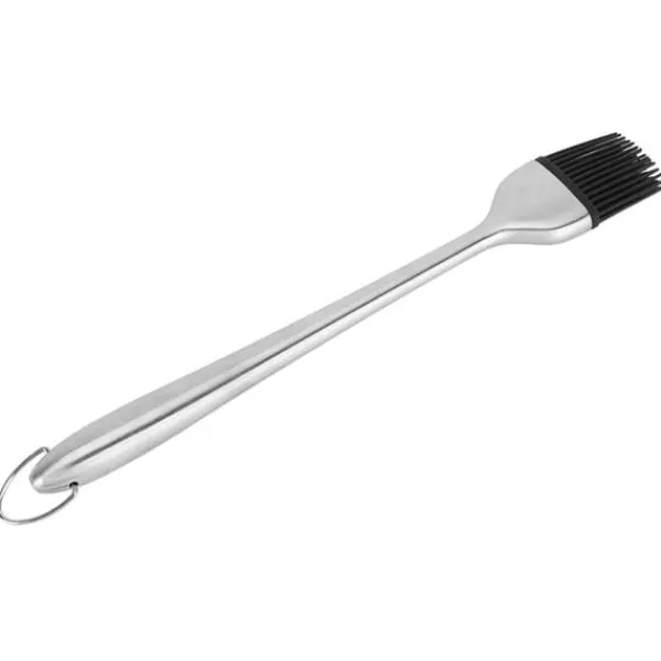 Silikonebørste Rustfrit stålhåndtag Højtemperaturbestandig Køkkenbagning Grill Sauce OliebørsteHult håndtag Rundt hoved L Clearance