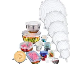 Skålelåg>Silikonelåg til skåle, gryder 6 stk. - Stretch Locks - PBA fri