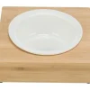 Trixie Tallerkener & Bordservicer>Skål med holder, keramik/bambus, 0,25 l/ø 12 cm/15 × 5 × 15 cm, hvid/ecru