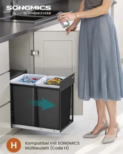 Skraldespand – 2 rum – Udtrækkeligt affaldssepareringssystem – Køkken Sale