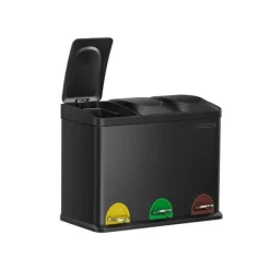 Skraldespand – 3 x 15 liter – med låg og inderspand – sort Clearance