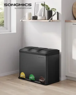 Skraldespand – 3 x 15 liter – med låg og inderspand – sort Clearance