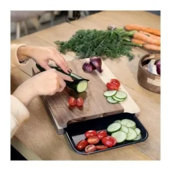 Skærebrætter>Skærebræt - LIVOO - MES155 - FSC akacietræ - 36,5 x 27,5 cm - Aftagelig drypbakke