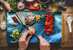 SKÆREBRÆT I GLAS 52X30 BLÅ Sale