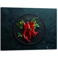 Skærebrætter>SKÆREBRÆT I GLAS 52x40 CHILI