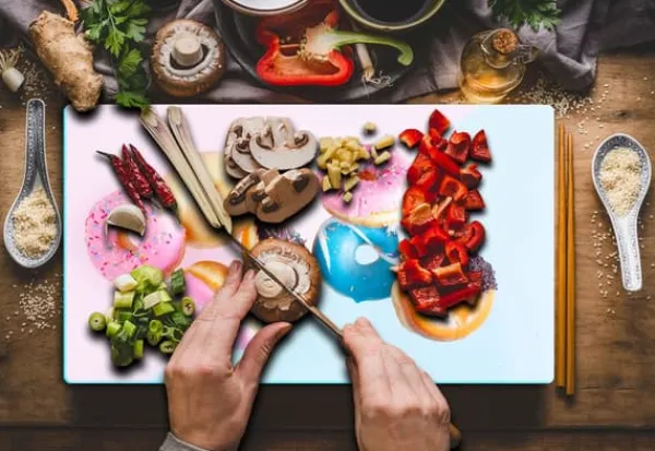 Skeer & Skovle>SKÆREBRÆT I GLAS 52x30 DONUTS