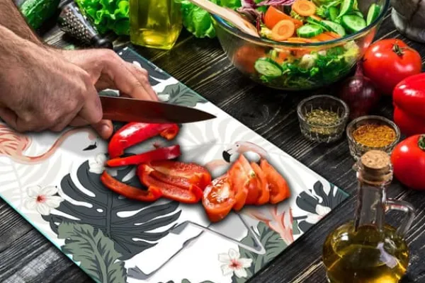 SKÆREBRÆT I GLAS 52x40 FLAMINGO Hot