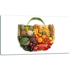 Skærebrætter>SKÆREBRÆT I GLAS 52x30 GRØNTSAGER