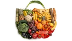 Skærebrætter>SKÆREBRÆT I GLAS 52x30 GRØNTSAGER