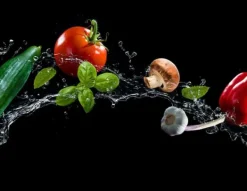 Skærebrætter>SKÆREBRÆT I GLAS 52x40 GRØNTSAGER SORT