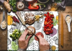 SKÆREBRÆT I GLAS 52x40 GRØNTSAGER Hot