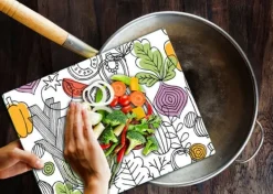 SKÆREBRÆT I GLAS 52x40 GRØNTSAGER Hot