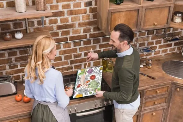 SKÆREBRÆT I GLAS 52x40 GRØNTSAGER Hot