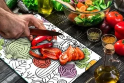 SKÆREBRÆT I GLAS 52x40 GRØNTSAGER Hot