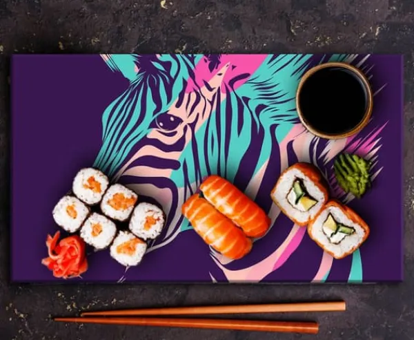 Skeer & Skovle>SKÆREBRÆT I GLAS 52x30 ZEBRA