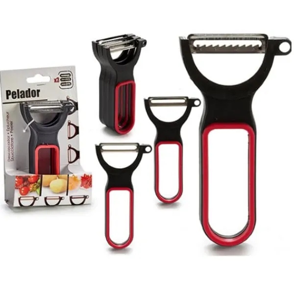 Madskrællere & Udkernere>Skræller-sæt Sort Rød Stål Naturgummi polypropylen 11 x 17,5 x 4,5 cm 13 x 4,5 x 7 cm