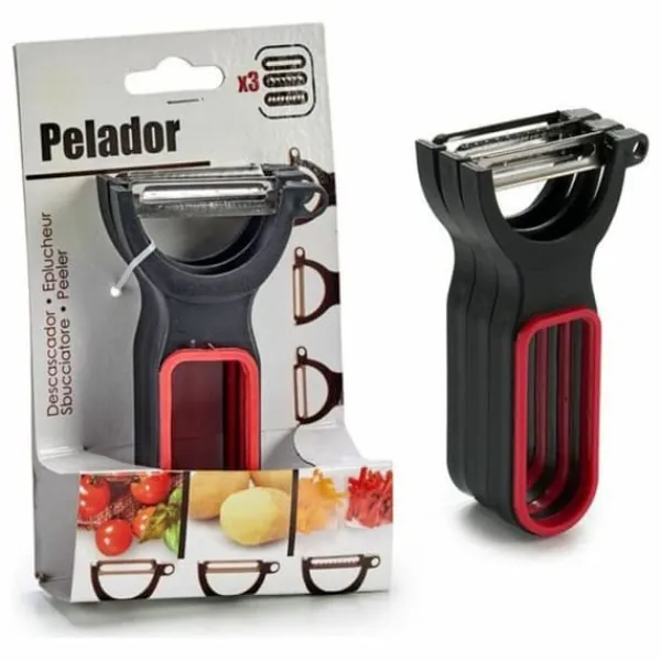 Madskrællere & Udkernere>Skræller-sæt Sort Rød Stål Naturgummi polypropylen 11 x 17,5 x 4,5 cm 13 x 4,5 x 7 cm