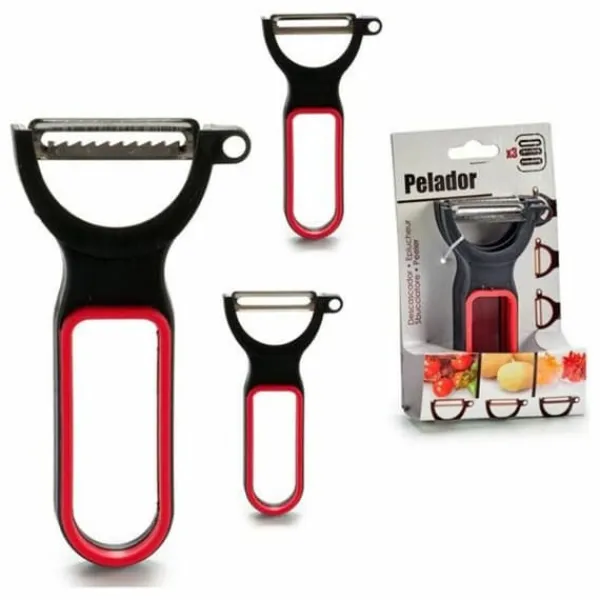 Madskrællere & Udkernere>Skræller-sæt Sort Rød Stål Naturgummi polypropylen 11 x 17,5 x 4,5 cm 13 x 4,5 x 7 cm