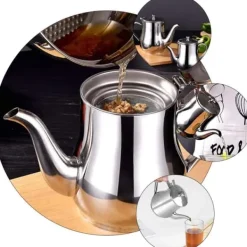 Smøreapparat i rustfrit stål med filtersi, oliesi, olivenoliedispenser med støvtæt låg Online