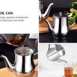 Smøreapparat i rustfrit stål med filtersi, oliesi, olivenoliedispenser med støvtæt låg Online