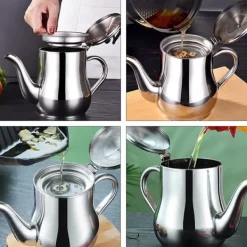 Smøreapparat i rustfrit stål med filtersi, oliesi, olivenoliedispenser med støvtæt låg Online