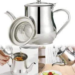 Smøreapparat i rustfrit stål med filtersi, oliesi, olivenoliedispenser med støvtæt låg Online