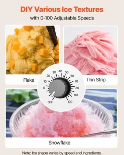 Snefnug-ismaskine - Elektrisk Ismaskine - Kapacitet 60 kg/24 t - Rustfri Stålklinge - Tank 1,8 l - Hurtig Forkøling 90 s - Til Hjem og Små Fester Discount