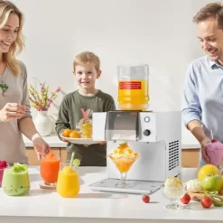 Snefnug-ismaskine - Elektrisk Ismaskine - Kapacitet 60 kg/24 t - Rustfri Stålklinge - Tank 1,8 l - Hurtig Forkøling 90 s - Til Hjem og Små Fester Discount