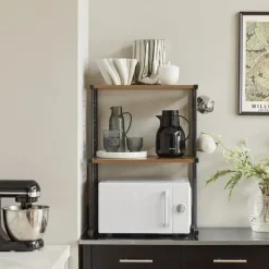 SoBuy Mikrovågsugn hylla med krokar, Kökshylla, hylla till mikrovågsugn,KCR08-PF Online