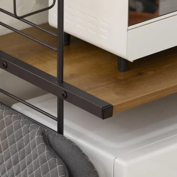 SoBuy Mikrovågsugn hylla med krokar, Kökshylla, hylla till mikrovågsugn,KCR08-PF Online