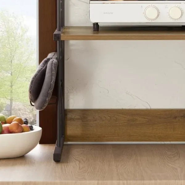 SoBuy Mikrovågsugn hylla med krokar, Kökshylla, hylla till mikrovågsugn,KCR08-PF Online