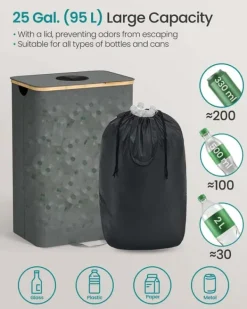 SONGMICS Opbevaringsbeholder til pantflasker 95 L skifergrå-naturbeige Hot