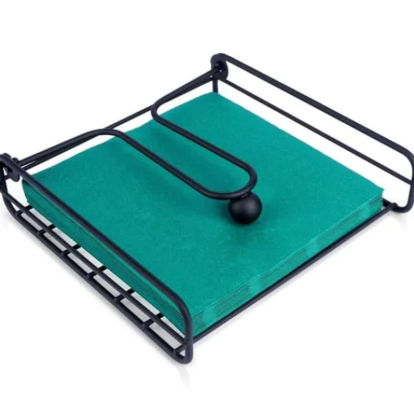 Sort metal servietholder 19x19,5 cm Hot