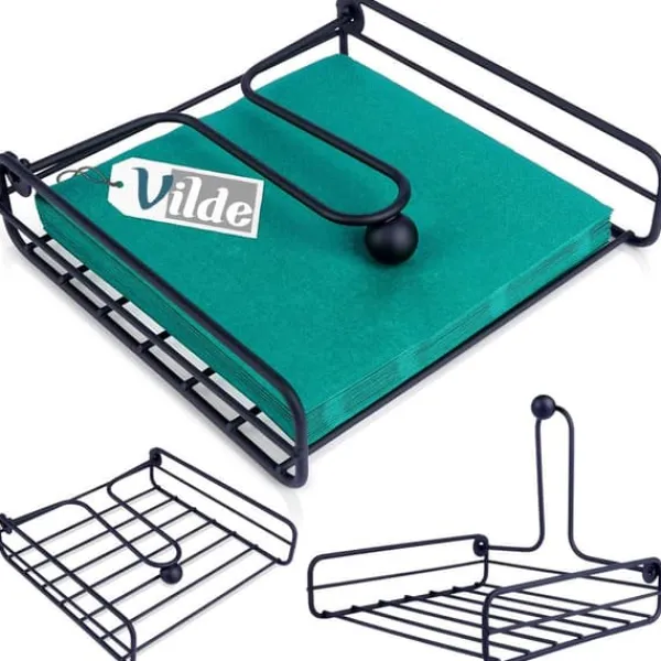 Sort metal servietholder 19x19,5 cm Hot