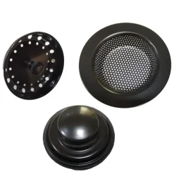 Sier>Sort Rustfrit Stål Vaskesi 3-Delt Sæt - Effektiv Køkkenvask Filter