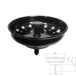 Sier>Sort Rustfrit Stål Vaskesi 3-Delt Sæt - Effektiv Køkkenvask Filter