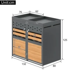 2-spands skraldespand (120-240L) med plantbart tag – Grå trælåge, udvidelig skraldespand – Uden spand Clearance