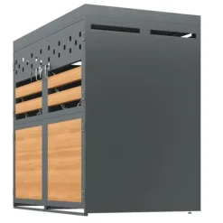 2-spands skraldespand (120-240L) med plantbart tag – Grå trælåge, udvidelig skraldespand – Uden spand Clearance