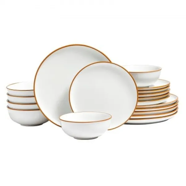 Tallerkener & Bordservicer>Spisestel, 18-dele keramik, 27x2,5x21 cm, elfenben, ridsefast