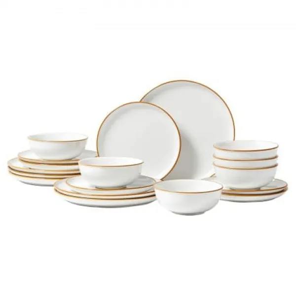 Tallerkener & Bordservicer>Spisestel, 18-dele keramik, 27x2,5x21 cm, elfenben, ridsefast