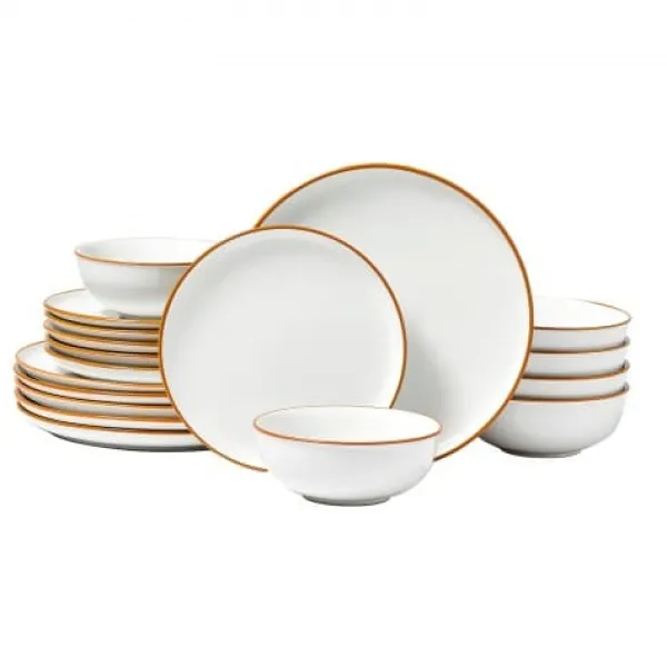 Tallerkener & Bordservicer>Spisestel, 18-dele keramik, 27x2,5x21 cm, elfenben, ridsefast