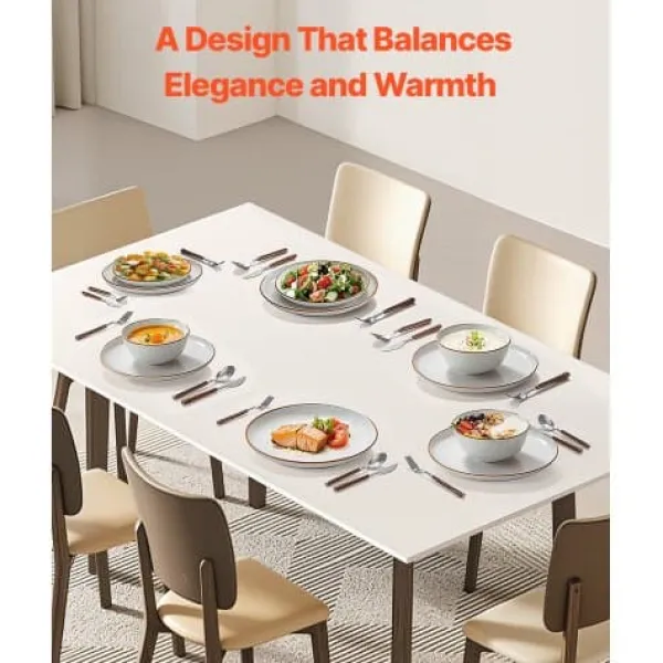 Tallerkener & Bordservicer>Spisestel, 18-dele keramik, 27x2,5x21 cm, elfenben, ridsefast