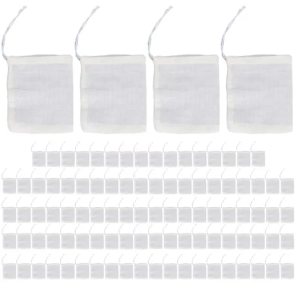 100st dragsko bomullspåsar 8cmx10cm Återanvändbart filter terester Miljövänlig tefilterpåse Hot