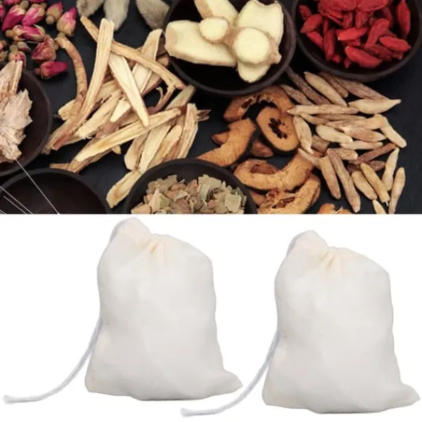 100st dragsko bomullspåsar 8cmx10cm Återanvändbart filter terester Miljövänlig tefilterpåse Hot