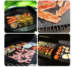 Sæt med 4 BBQ grillmåtter 40x30 cm non-stick PTFE måtter BRUNBESTE BB-3367 Discount