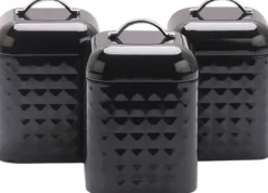 Kagedåser>Sæt med 3 beholdere til sort kaffe og te.